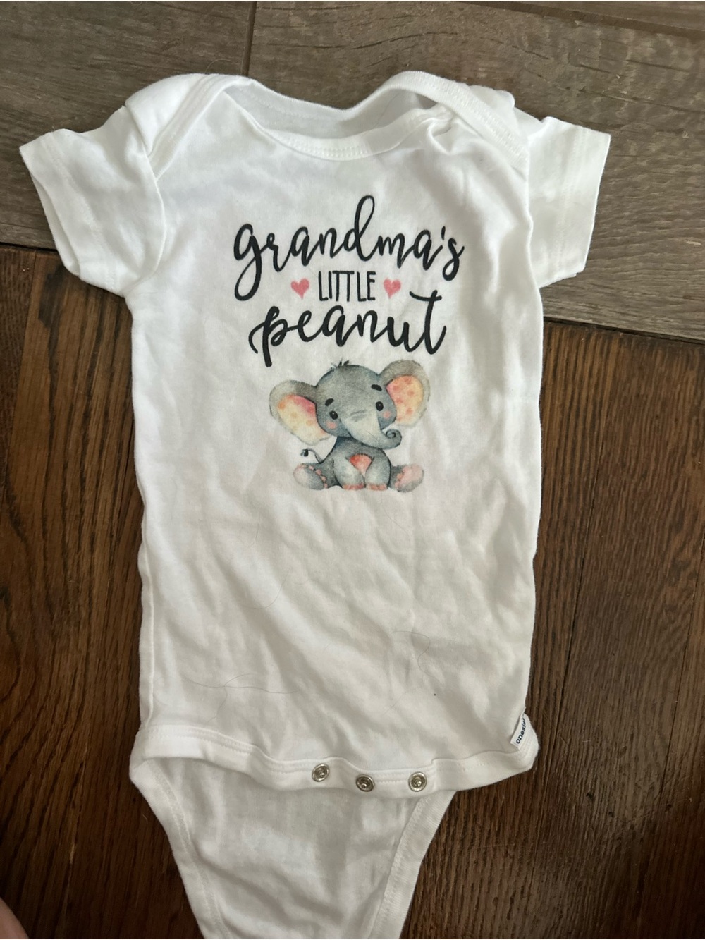 Gerber White Baby One-Piece with Elephant and Heart Print